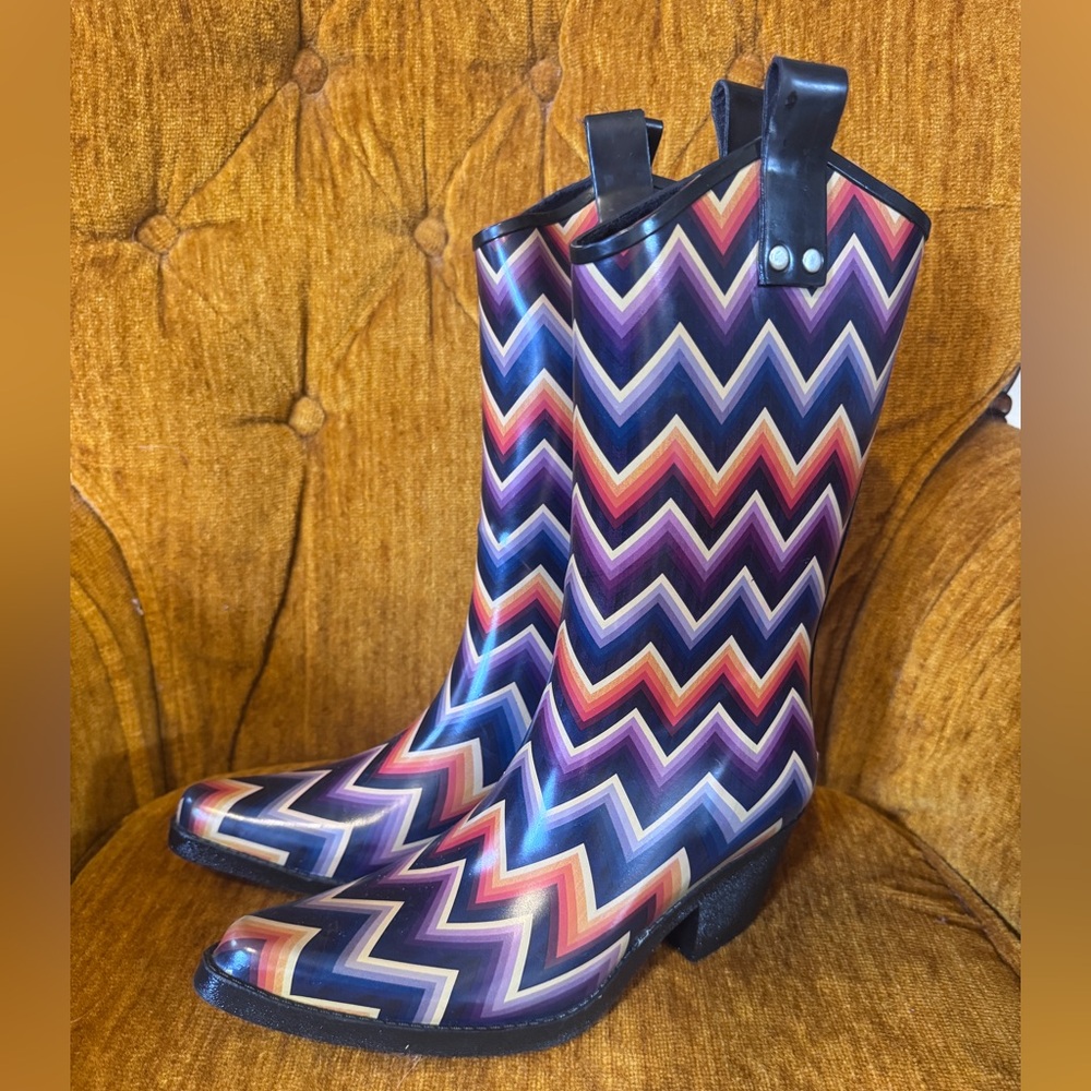 Women's Rain Boots by Blazin Roxx Kale Chevron Snip Toe size 7